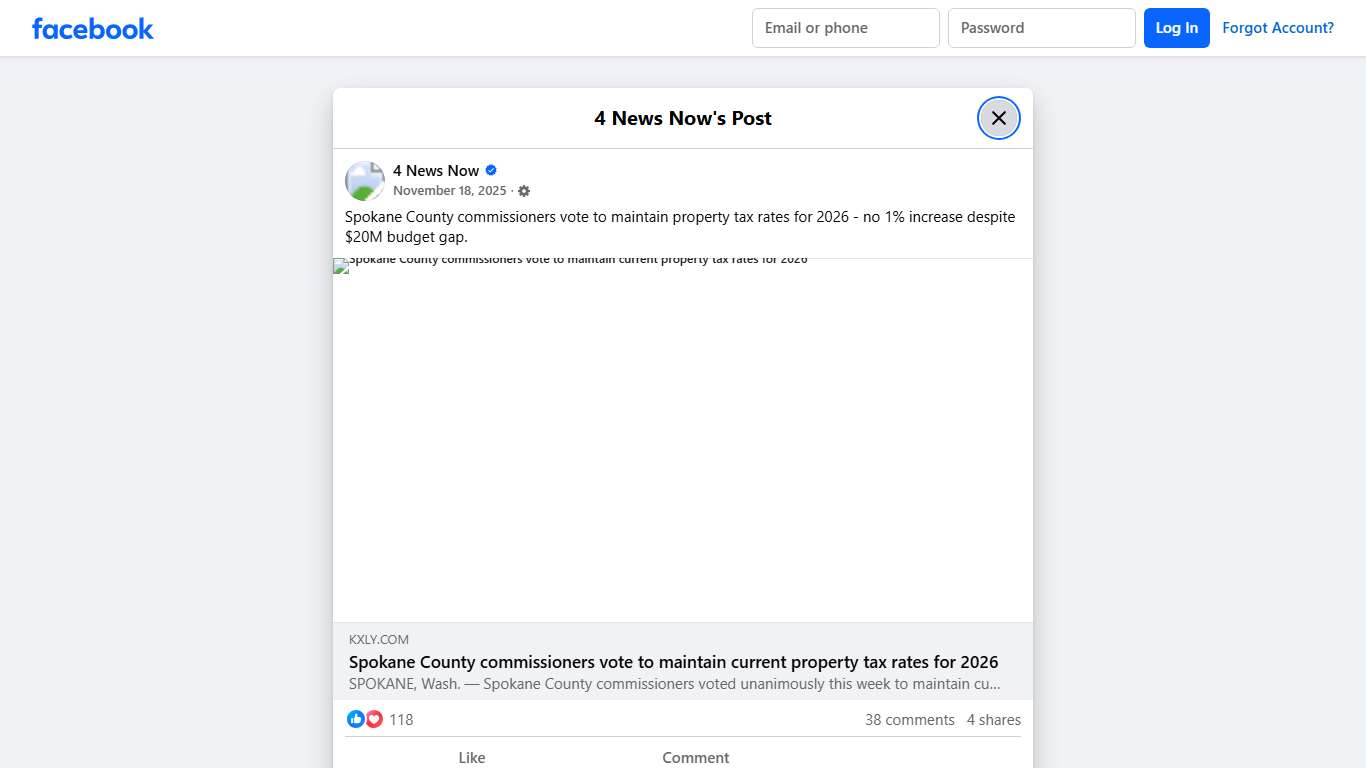 4 News Now - Spokane County commissioners vote to maintain... Facebook